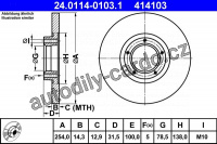 Brzdový kotouč ATE 24.0114-0103 (AT 414103) - FORD