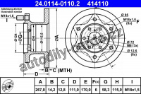 Brzdový kotouč ATE 24.0114-0110 (AT 414110) - IVECO