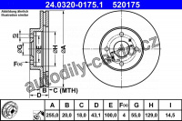 Brzdový kotouč ATE 24.0320-0175 (AT 520175) - Power Disc - TOYOTA