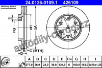 Brzdový kotouč ATE 24.0126-0109 (AT 426109) - ford, nissan