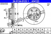 Brzdový kotouč ATE 24.0134-0123 (AT 434123) - AUDI, PORSCHE, VW