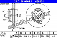 Brzdový kotouč ATE 24.0136-0101 (AT 436101) - BMW