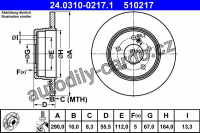 Brzdový kotouč ATE 24.0310-0217 (AT 510217) - Power Disc - MERCEDES-BENZ