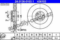 Brzdový kotouč ATE 24.0136-0103 (AT 436103) - AUDI