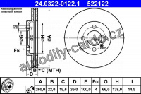 Brzdový kotouč ATE 24.0322-0122 (AT 522122) - Power Disc - BMW