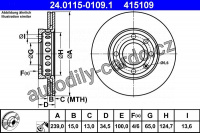 Brzdový kotouč ATE 24.0115-0109 (AT 415109) - AUDI, VW