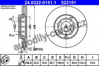 Brzdový kotouč ATE 24.0322-0151 (AT 522151) - Power Disc - AUDI, SEAT, ŠKODA, VW