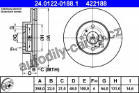 Brzdový kotouč ATE 24.0122-0188 (AT 422188) - TOYOTA