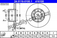 Brzdový kotouč ATE 24.0116-0100 (AT 416100) - MERCEDES-BENZ