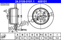 Brzdový kotouč ATE 24.0109-0101 (AT 409101) - ALFA ROMEO