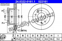 Brzdový kotouč ATE 24.0322-0161 (AT 522161) - Power Disc - MERCEDES-BENZ, VW