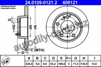 Brzdový kotouč ATE 24.0109-0121 (AT 409121) - CITROËN