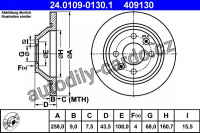 Brzdový kotouč ATE 24.0109-0130 (AT 409130) - SAAB
