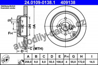 Brzdový kotouč ATE 24.0109-0138 (AT 409138) - TOYOTA
