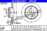 Brzdový kotouč ATE 24.0109-0129 (AT 409129) - NISSAN