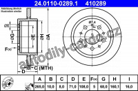 Brzdový kotouč ATE 24.0110-0289 (AT 410289) - VOLVO