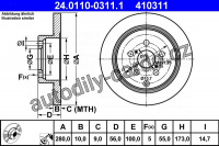 Brzdový kotouč ATE 24.0110-0311 (AT 410311) - TOYOTA