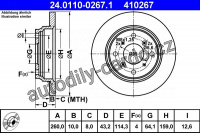 Brzdový kotouč ATE 24.0110-0267 (AT 410267) - HONDA