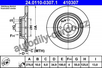 Brzdový kotouč ATE 24.0110-0307 (AT 410307) - MAZDA