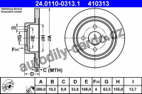 Brzdový kotouč ATE 24.0110-0313 (AT 410313) - FORD