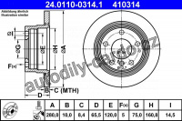 Brzdový kotouč ATE 24.0110-0314 (AT 410314) - BMW