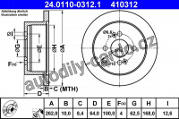 Brzdový kotouč ATE 24.0110-0312 (AT 410312) - HYUNDAI, KIA