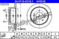 Brzdový kotouč ATE 24.0110-0318 (AT 410318) - HYUNDAI, KIA