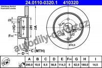 Brzdový kotouč ATE 24.0110-0320 (AT 410320) - TOYOTA