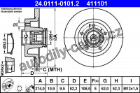 Brzdový kotouč ATE 24.0111-0101 (AT 411101) - RENAULT