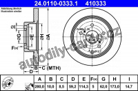 Brzdový kotouč ATE 24.0110-0333 (AT 410333) - TOYOTA