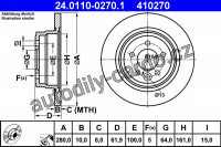 Brzdový kotouč ATE 24.0110-0270 (AT 410270) - MG, ROVER