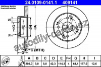 Brzdový kotouč ATE 24.0109-0141 (AT 409141) - HONDA