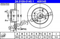 Brzdový kotouč ATE 24.0109-0145 (AT 409145) - HONDA