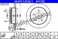 Brzdový kotouč ATE 24.0111-0133 (AT 411133) - CHEVROLET, OPEL