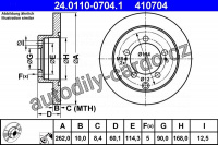 Brzdový kotouč ATE 24.0110-0704 (AT 410704) - MITSUBISHI