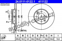 Brzdový kotouč ATE 24.0111-0122 (AT 411122) - RENAULT