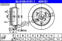 Brzdový kotouč ATE 24.0109-0151 (AT 409151) - HONDA