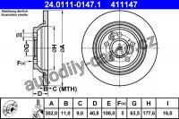 Brzdový kotouč ATE 24.0111-0147 (AT 411147) - VOLVO