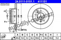 Brzdový kotouč ATE 24.0111-0151 (AT 411151) - RENAULT