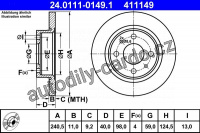 Brzdový kotouč ATE 24.0111-0149 (AT 411149) - ALFA ROMEO