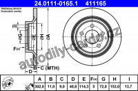 Brzdový kotouč ATE 24.0111-0165 (AT 411165) - MAZDA