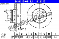 Brzdový kotouč ATE 24.0112-0112 (AT 412112) - FIAT, LANCIA