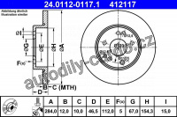 Brzdový kotouč ATE 24.0112-0117 (AT 412117) - MERCEDES-BENZ