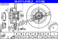 Brzdový kotouč ATE 24.0111-0166 (AT 411166) - RENAULT
