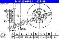 Brzdový kotouč ATE 24.0125-0189 (AT 425189)