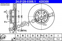 Brzdový kotouč ATE 24.0128-0308 (AT 428308) 