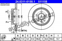 Brzdový kotouč ATE 24.0311-0158 (AT 511158) - Power Disc