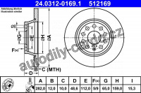 Brzdový kotouč ATE Power Disc 24.0312-0169 (AT 512169) - AUDI, SEAT, ŠKODA, VW