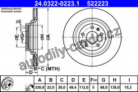 Brzdový kotouč ATE 24.0322-0223 (AT 522223) - Power Disc