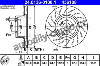 Brzdový kotouč ATE 24.0136-0108 (AT 436108) - MERCEDES-BENZ
